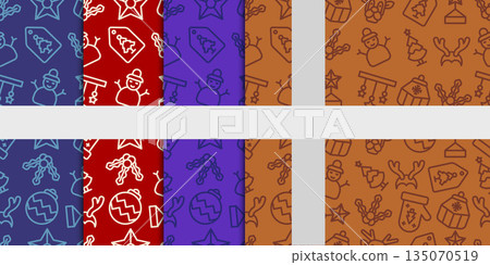 Seamless Pattern Christmas Icons Elements Collection. Vector Illustration Seamless Pattern Christmas Icons Elements Collection. Vector Illustration 135070519