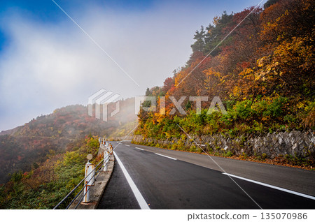 福島縣：萬代東天際線的秋葉和晴朗的好天氣 135070986
