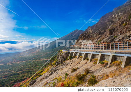 福島縣：萬代東天際線的秋葉和晴朗的好天氣 135070993