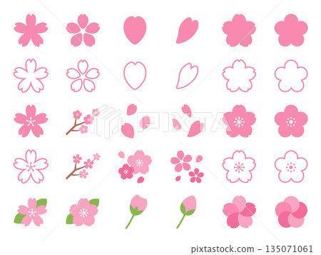 Cherry blossom icon set_vector illustration 135071061