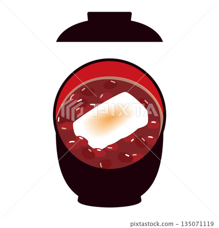 Square rice cake sweet soup with lidded bowl Square rice cake sweet soup with lidded bowl 135071119