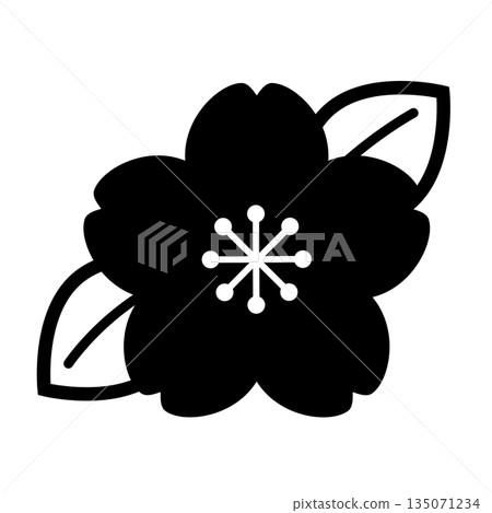 Cherry blossom leaf icon_vector illustration 135071234