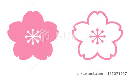 Simple cherry blossom icon set_vector illustration Simple cherry blossom icon set_vector illustration 135071237