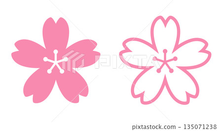Simple cherry blossom icon set_vector illustration 135071238