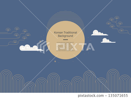 Illustration of a traditional Korean pattern background. 135071655