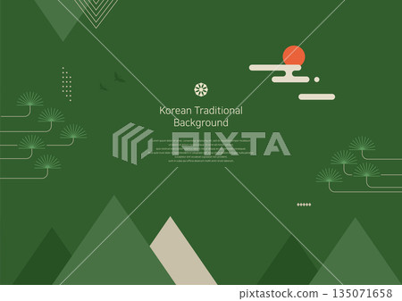 Illustration of a traditional Korean pattern background. 135071658