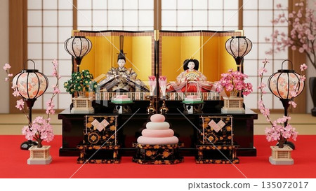 A gorgeous Japanese-style display of folded paper cranes and colorful sugar candy A gorgeous Japanese-style display of folded paper cranes and colorful sugar candy 135072017