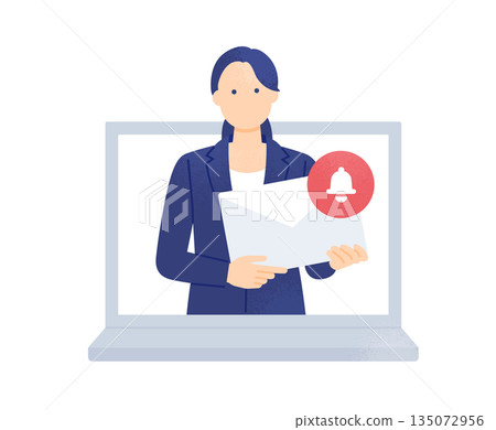 Receiving important notices and news. Checking reminders and updates. Businesswoman holding email. 135072956