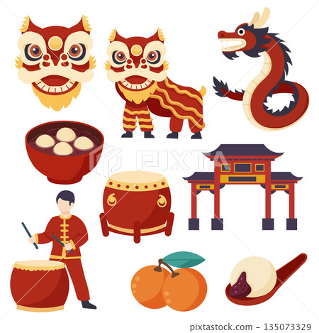 Lantern Festival Traditional Chinese Vector Set Lantern Festival Traditional Chinese Vector Set 135073329