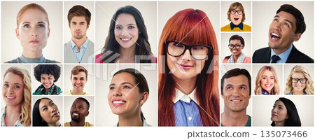 People collage portrait 6x2 135073466