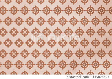 Repeating geometric floral motif pattern is appearing on flat design wallpaper with diamond links Repeating geometric floral motif pattern is appearing on flat design wallpaper with diamond links 135073524
