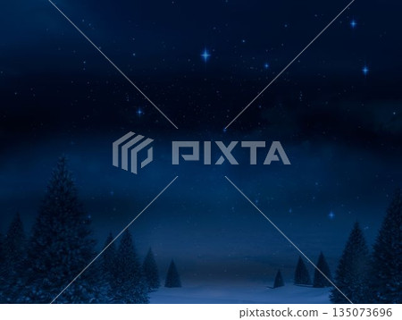 Digitally generated Night sky over forest Digitally generated Night sky over forest 135073696