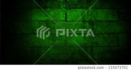 Weathered green brick wall is showing flat design pattern with visible mortar lines Weathered green brick wall is showing flat design pattern with visible mortar lines 135073701