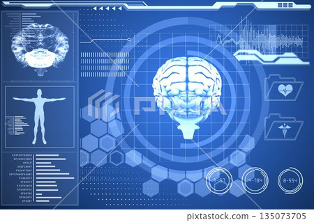 Medical biology interface in blue Medical biology interface in blue 135073705