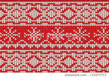 red knitting Christmas vector background snowflakes 135073757