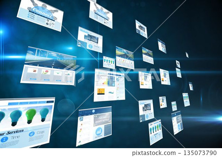 Screens showing business advertisement on blue Screens showing business advertisement on blue 135073790