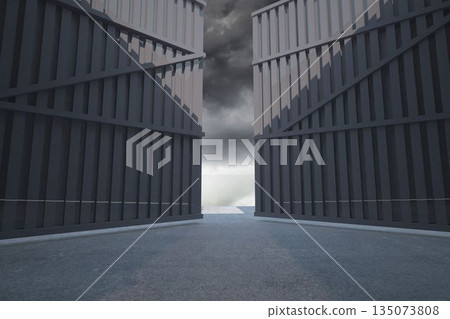 Door opening in dark room 135073808