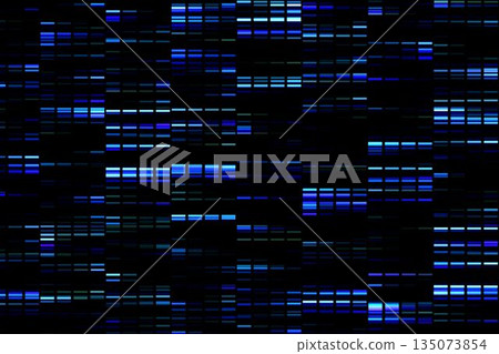Abstract flat design pattern is being shown on solid black background, with clustered blue bars 135073854