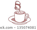 簡單的牛奶和咖啡淺色插圖 135074081