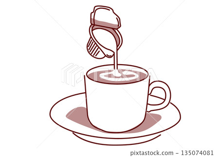 簡單的牛奶和咖啡淺色插圖 135074081