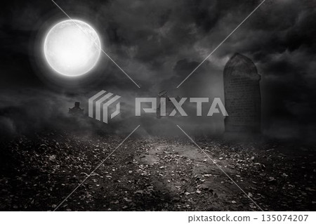 Graphic image of cemetery against sky Graphic image of cemetery against sky 135074207