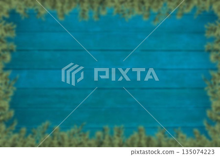 Blurred fir tree branches on wood 135074223