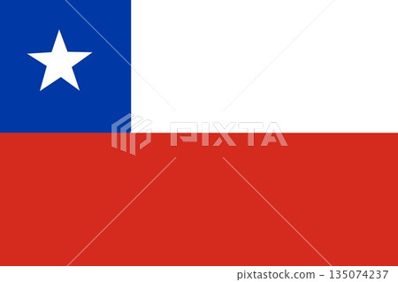 Chilean flag is showing full width in flat style on transparent background with blue canton star Chilean flag is showing full width in flat style on transparent background with blue canton star 135074237