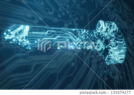 Key shape against electric circuit 135074277