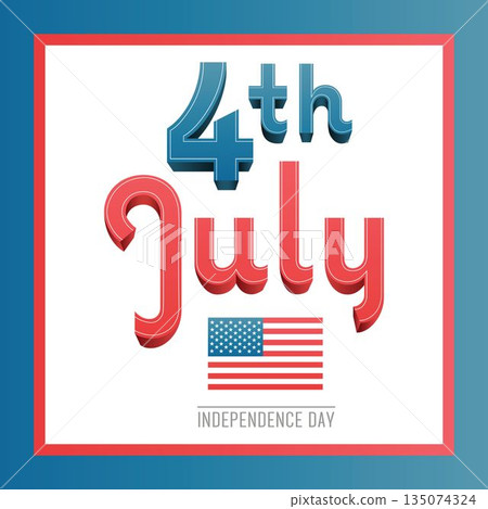 Picture frame with 4th July text and American flag Picture frame with 4th July text and American flag 135074324