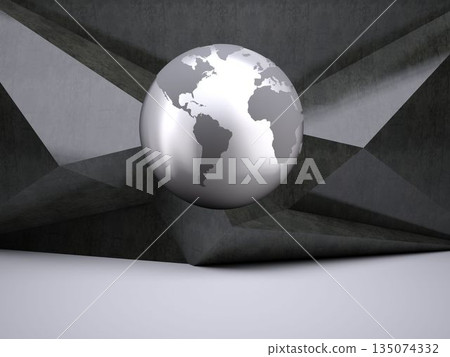 Planet on grey abstract background Planet on grey abstract background 135074332