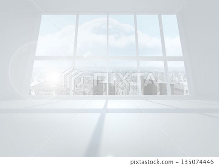 Bright white room with windows 135074446