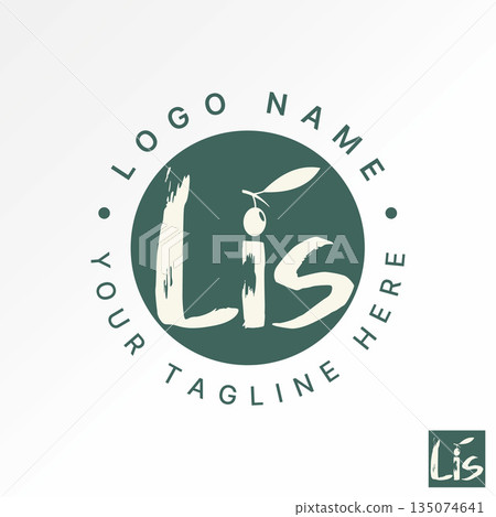 Initial LIS font scratches with cherries or olives tropical tasty vegetable logo design graphic concept creative premium vector stock image top sell 135074641