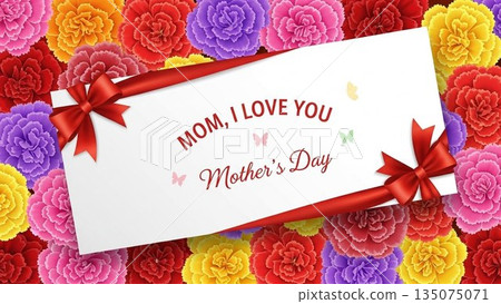 Mother's Day message background surrounded by carnations 135075071