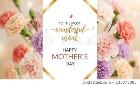 Mother's Day message background surrounded by carnations Mother's Day message background surrounded by carnations 135075083