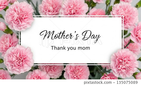 Mother's Day message background surrounded by carnations Mother's Day message background surrounded by carnations 135075089
