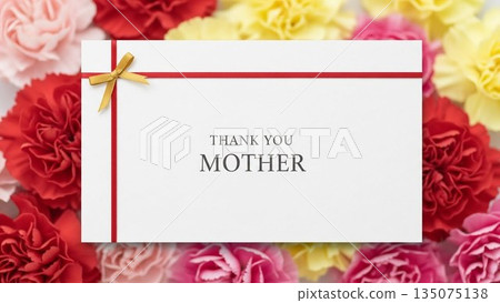 Mother's Day message background surrounded by carnations 135075138
