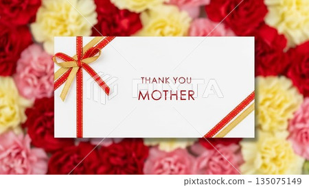 Mother's Day message background surrounded by carnations 135075149