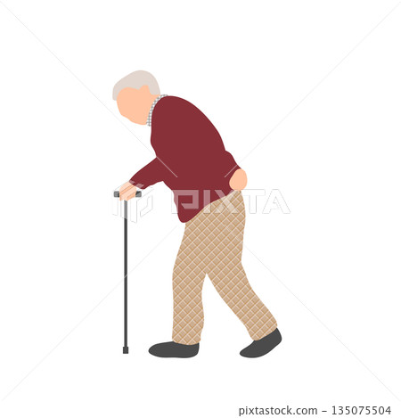 拄著拐杖的老人 135075504
