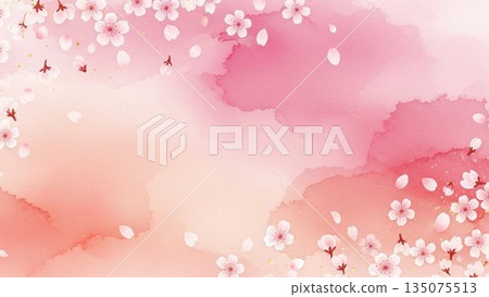 Pink spring background illustration with cherry blossom pattern Pink spring background illustration with cherry blossom pattern 135075513