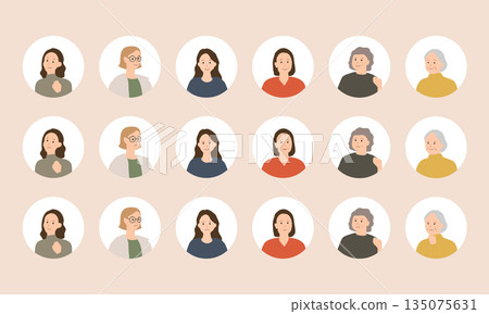 Emotional adult icon set | Includes women and elderly people 135075631