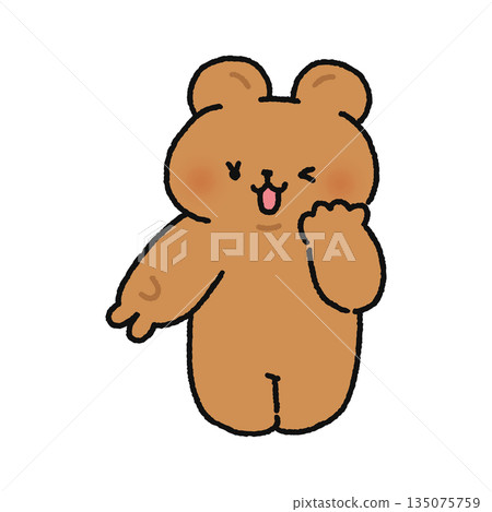 Bear making a "gal peace" gesture 135075759