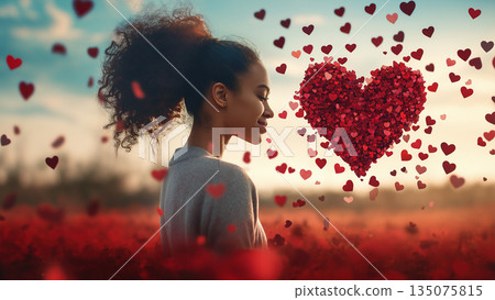 Many small hearts and a woman 135075815