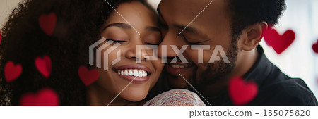 Black couple and red heart 135075820