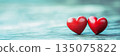 Two red hearts, copy space 135075822