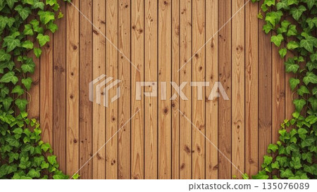 Natural frame background surrounded by wood grain and ivy Natural frame background surrounded by wood grain and ivy 135076089