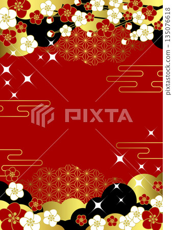 日式背景插畫,可愛,簡約,梅花,紅色,閃光,直式版 日式背景插畫,可愛,簡約,梅花,紅色,閃光,直式版 135076618