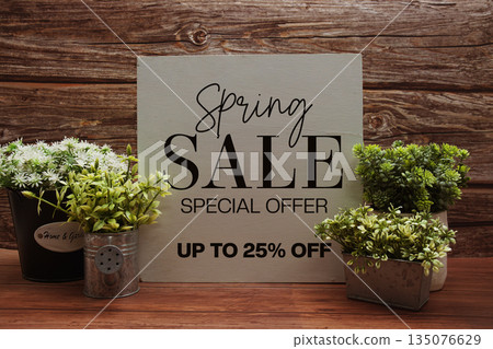 Hello Spring Sale 25% off Promotion Offer Discount Retail Shopping Concept Hello Spring Sale 25% off Promotion Offer Discount Retail Shopping Concept 135076629