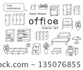 A set of rearrangeable line drawing office interior illustrations A set of rearrangeable line drawing office interior illustrations 135076855