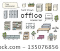 A set of rearrangeable line drawing office interior illustrations A set of rearrangeable line drawing office interior illustrations 135076856