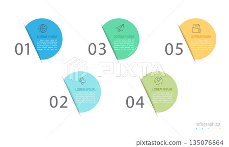 Infographic 5 options design elements for your business data. Vector Illustration. 135076864